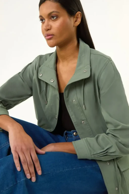 Roman Khaki Buttoned Safari Jacket