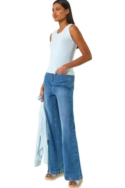 Roman Light Blue Pearl Detail Knit Vest