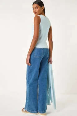 Roman Light Blue Pearl Detail Knit Vest