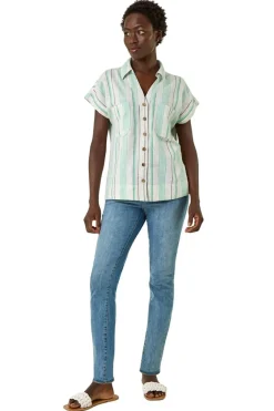 Roman Light Blue Verticle Stripe Short Sleeve Shirt