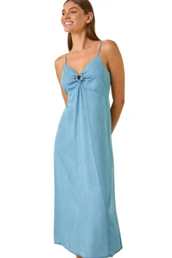 Roman Light Denim Ring Centre Midi Dress
