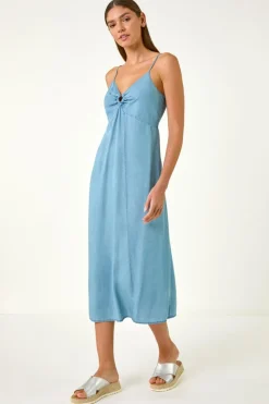 Roman Light Denim Ring Centre Midi Dress