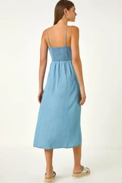 Roman Light Denim Ring Centre Midi Dress