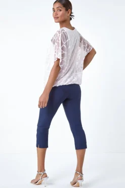 Roman Light Pink Abstract Check Print Blouson Top