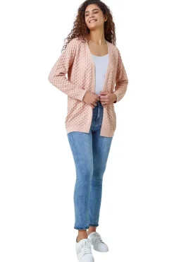 Roman Light Pink Cotton Blend Waffle Knit Cardigan
