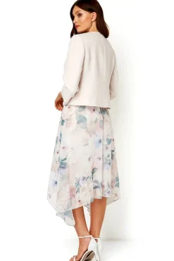 Roman Light Pink Cropped Bolero Tailored Jaquard Jacket Wedding Shrug Fitted Blazer