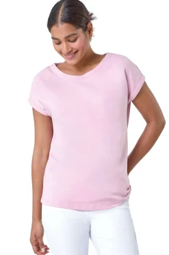 Roman Light Pink Plain Stretch Cotton Jersey T-Shirt