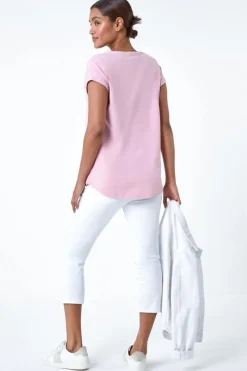 Roman Light Pink Plain Stretch Cotton Jersey T-Shirt