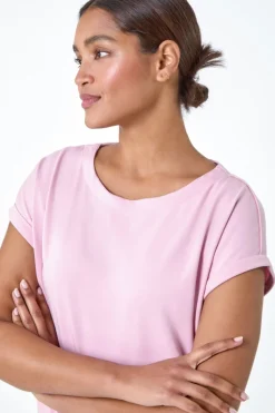 Roman Light Pink Plain Stretch Cotton Jersey T-Shirt