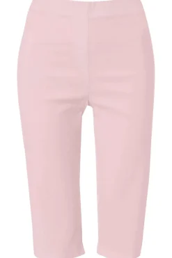 Roman Light-Pink Stretch Knee Length Elastic Waist  Shorts