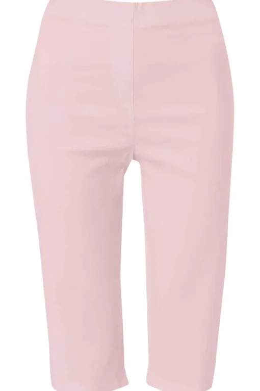 Roman Light-Pink Stretch Knee Length Elastic Waist  Shorts