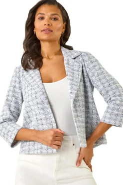 Roman Lilac Textured Check Print Collar & Revere Blazer