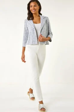 Roman Lilac Textured Check Print Collar & Revere Blazer