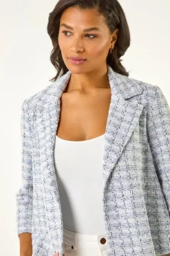 Roman Lilac Textured Check Print Collar & Revere Blazer