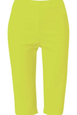 Roman Lime Stretch Knee Length Elastic Waist  Shorts