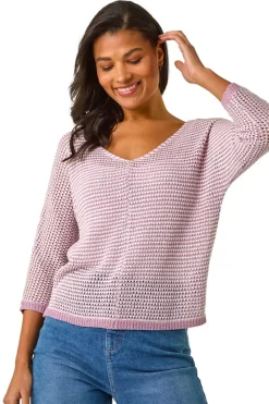 Roman Mauve Stitch Detail Knit Jumper