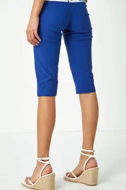 Roman Midnight Blue Knee Length Stretch Shorts