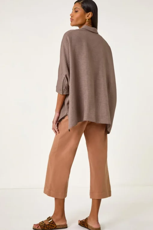 Roman Mocha Boxy Relaxed Blouse