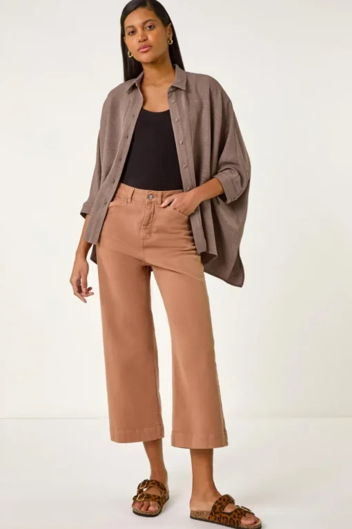 Roman Mocha Boxy Relaxed Blouse