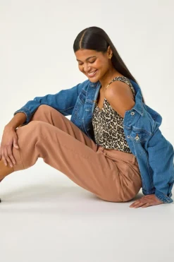 Roman Natural Animal Print Textured Vest Top