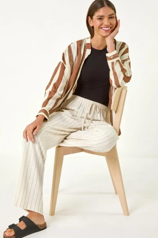 Roman Natural Full Length Linen Mix Trouser