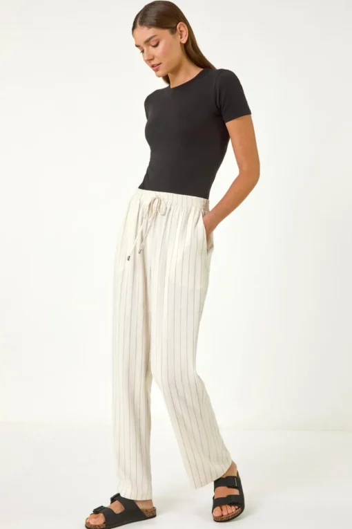 Roman Natural Full Length Linen Mix Trouser