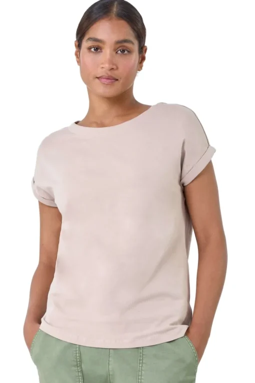 Roman Natural Plain Stretch Cotton Jersey T-Shirt