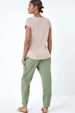 Roman Natural Plain Stretch Cotton Jersey T-Shirt