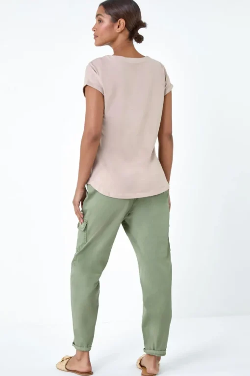 Roman Natural Plain Stretch Cotton Jersey T-Shirt