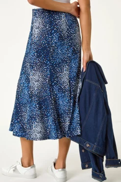 Roman Navy Abstract Print Panel Skirt