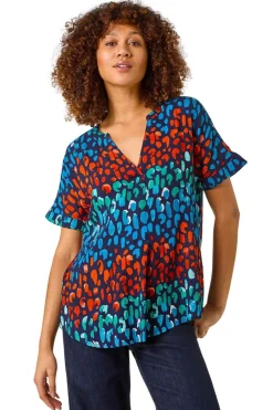Roman Navy Abstract Spot Print Tunic
