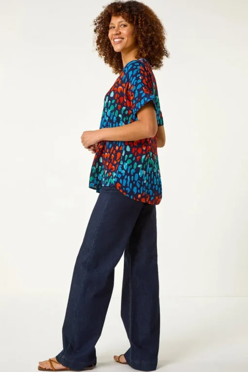 Roman Navy Abstract Spot Print Tunic