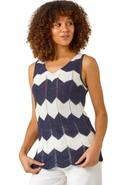 Roman Navy Chevron Stripe Knitted Vest