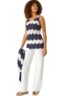 Roman Navy Chevron Stripe Knitted Vest