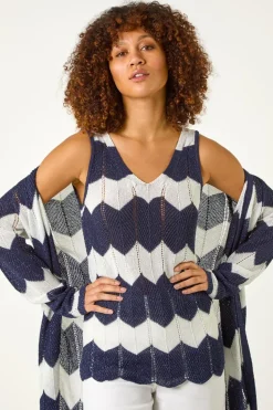 Roman Navy Chevron Stripe Knitted Vest