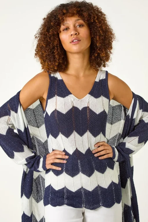 Roman Navy Chevron Stripe Knitted Vest