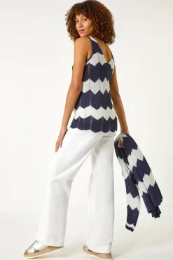 Roman Navy Chevron Stripe Knitted Vest