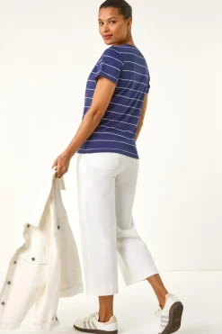 Roman Navy Embroidered Cherry Cotton Tee