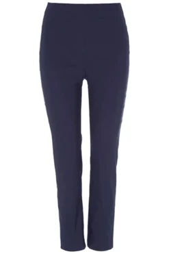 Roman Navy Full Length Elastic Waist Stretch Trousers