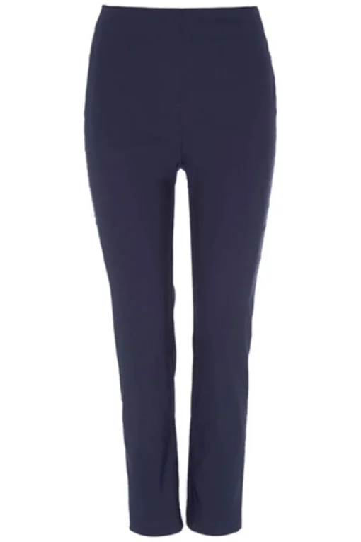 Roman Navy Full Length Elastic Waist Stretch Trousers