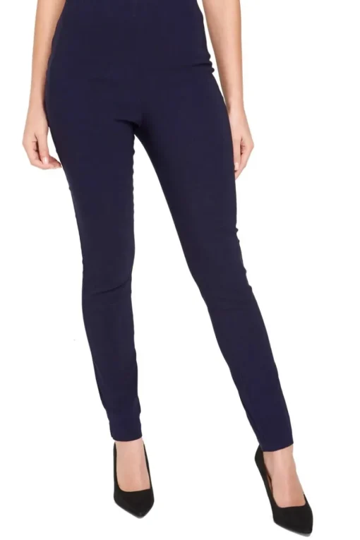Roman Navy Full Length Elastic Waist Stretch Trousers