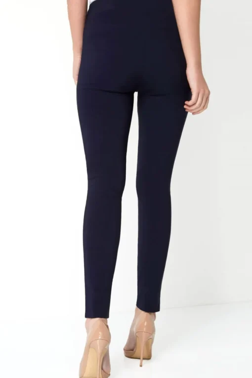 Roman Navy Full Length Elastic Waist Stretch Trousers