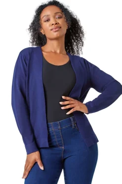 Roman Navy Petite Plain Stretch Cardigan