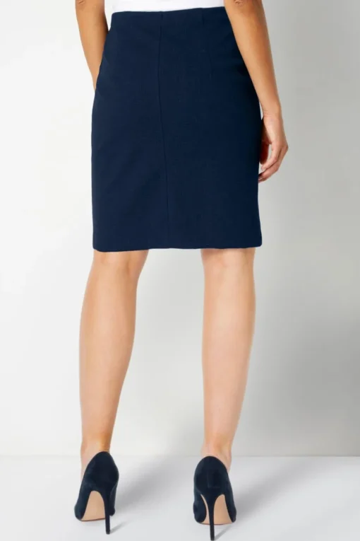Roman Navy Short Textured Elastic Waist Jersey Skirt