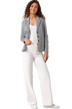 Roman Navy Stripe Bengaline Stretch Blazer