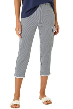 Roman Navy Stripe Cropped Cargo Trouser