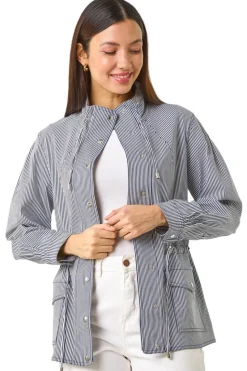 Roman Navy Stripe Safari Jacket