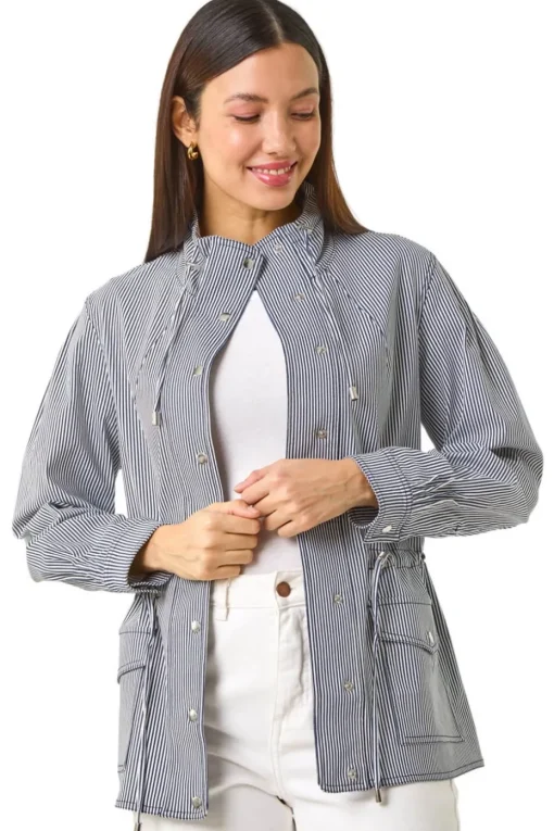 Roman Navy Stripe Safari Jacket