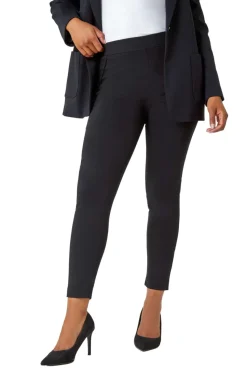 Roman Petite Black Mock Pocket Stretch Trouser