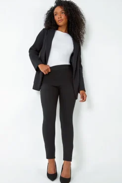 Roman Petite Black Mock Pocket Stretch Trouser
